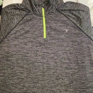 Old Navy Black and Neon Yellow Striped Quarter Zip Athletic Pullover